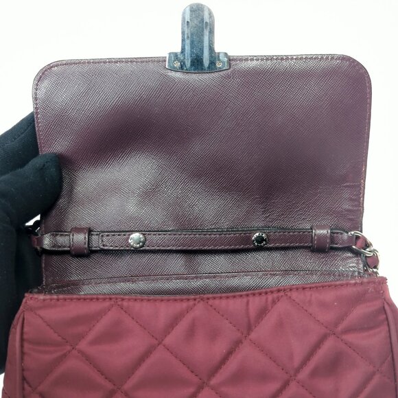 PRADA Impuntu Tessuto Quilted Nylon Chain Crossbody Bag Granato - Picture 10 of 14